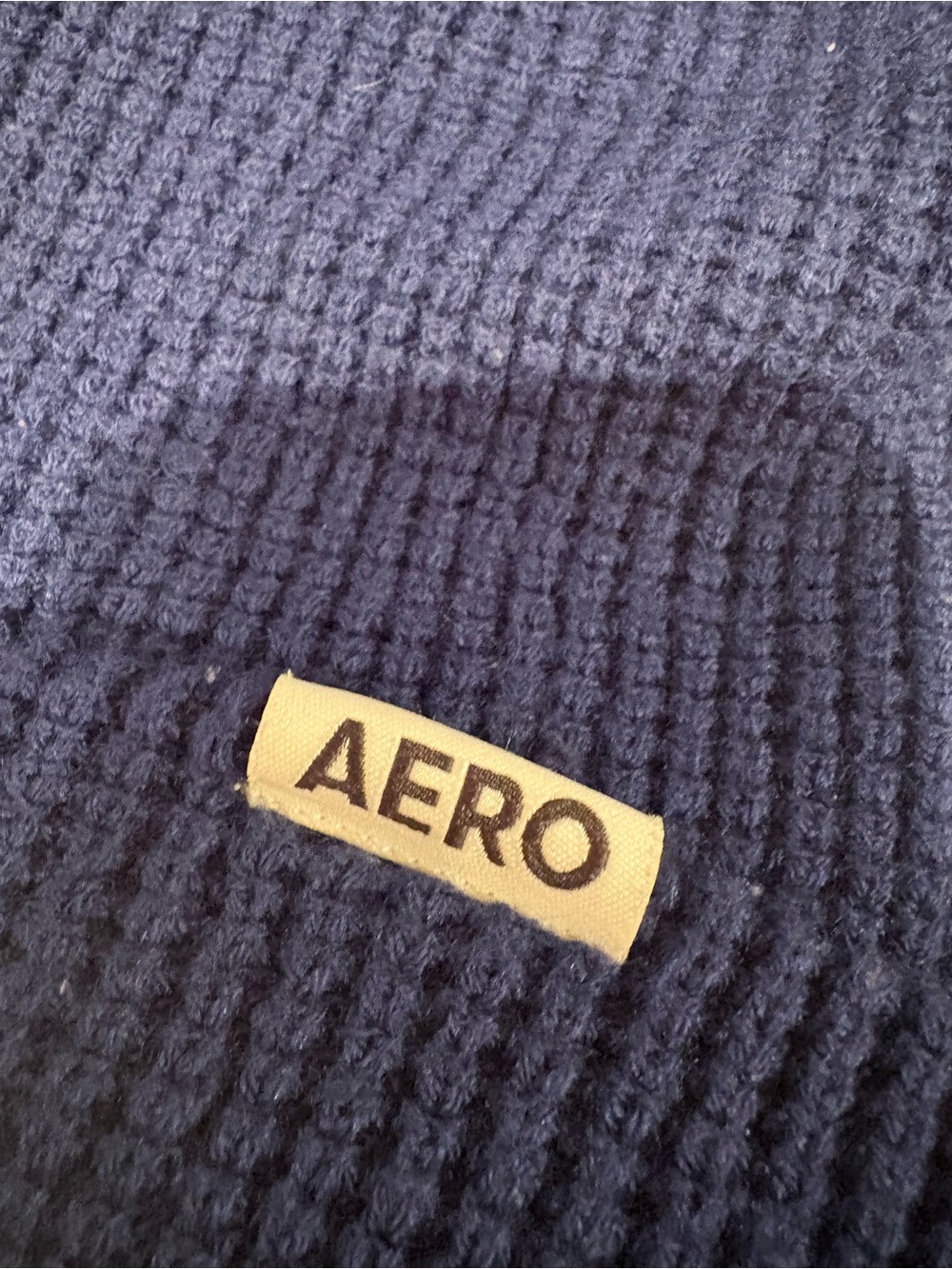 AERO Navy Ribbed Knit Beanie - Picture 2 of 3